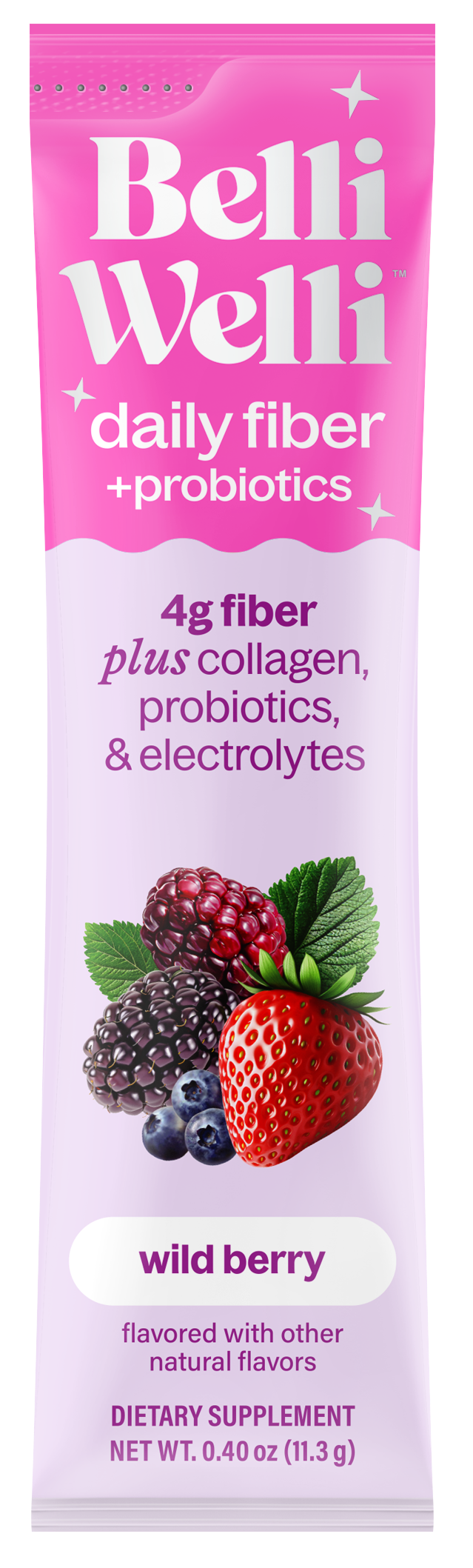 BelliWelli daily fiber stick pack in Wild Berry