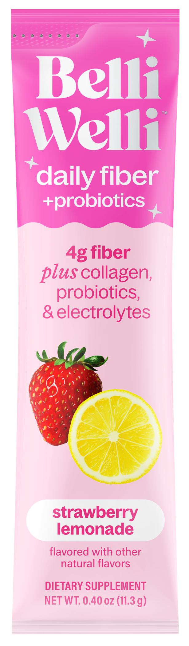 BelliWelli daily fiber stick pack in Strawberry Lemonade