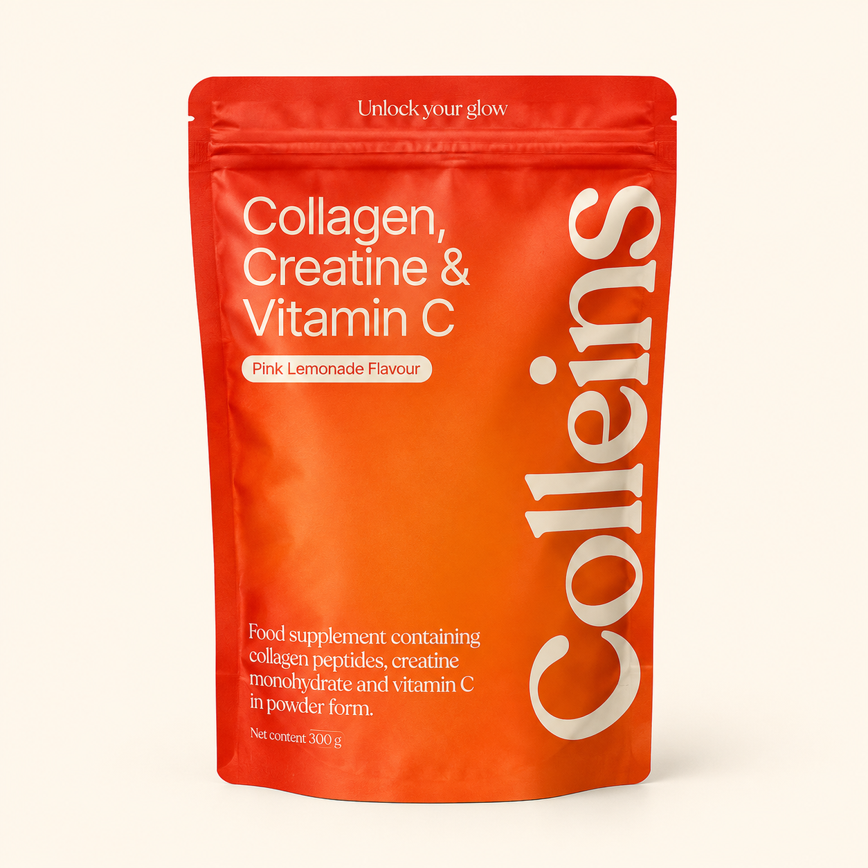 Colleins Pink Lemonade zak met een glas roze limonade