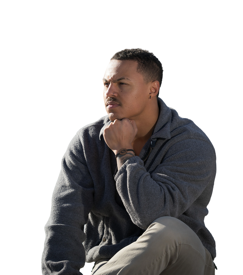 Man wearing a Contact Co. wooden bracelet