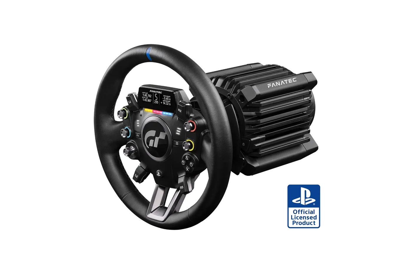 Fanatec Gran Turismo steering wheel with direct drive wheelbase