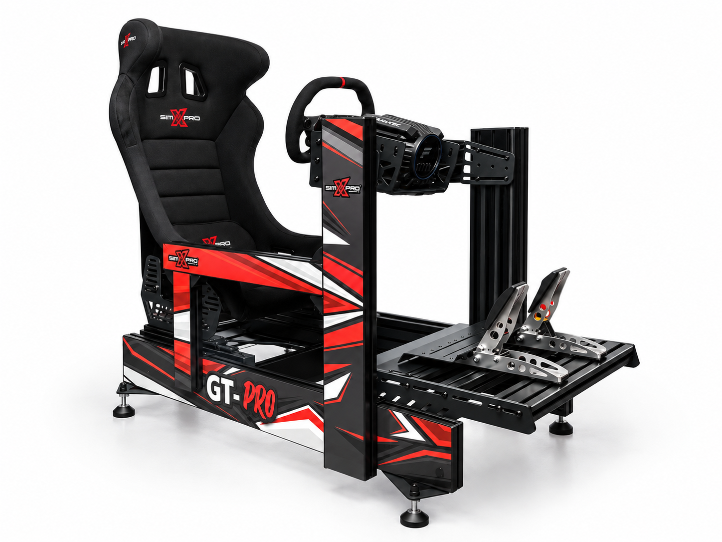 SimXPro GT-PRO cockpit with bucket seat, direct drive wheelbase and load cell pedals