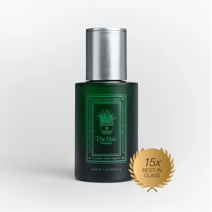 The Hair Multiplier serum bottle, front view