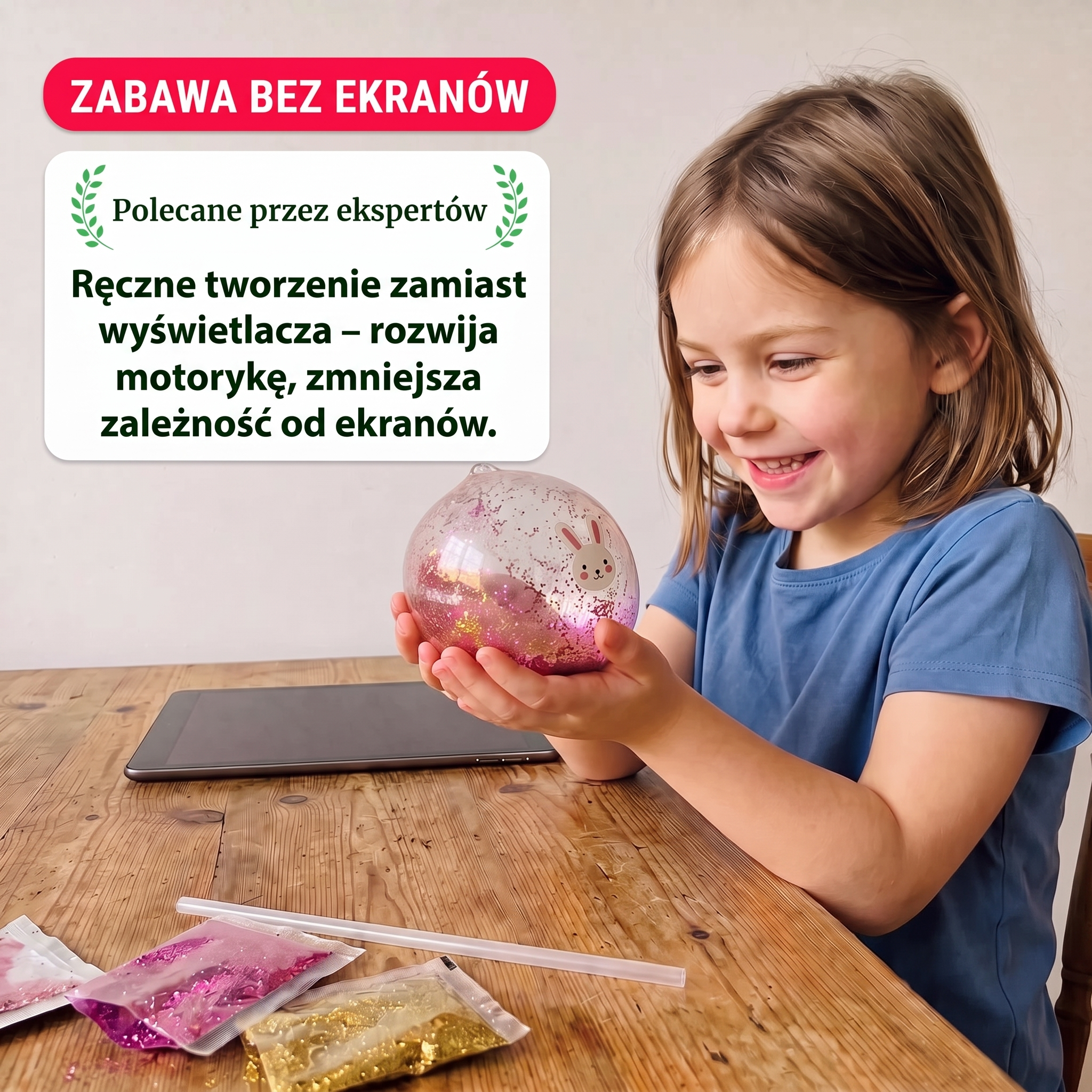 Dziecko tworzy Bubble Squishies z nano taśmy
