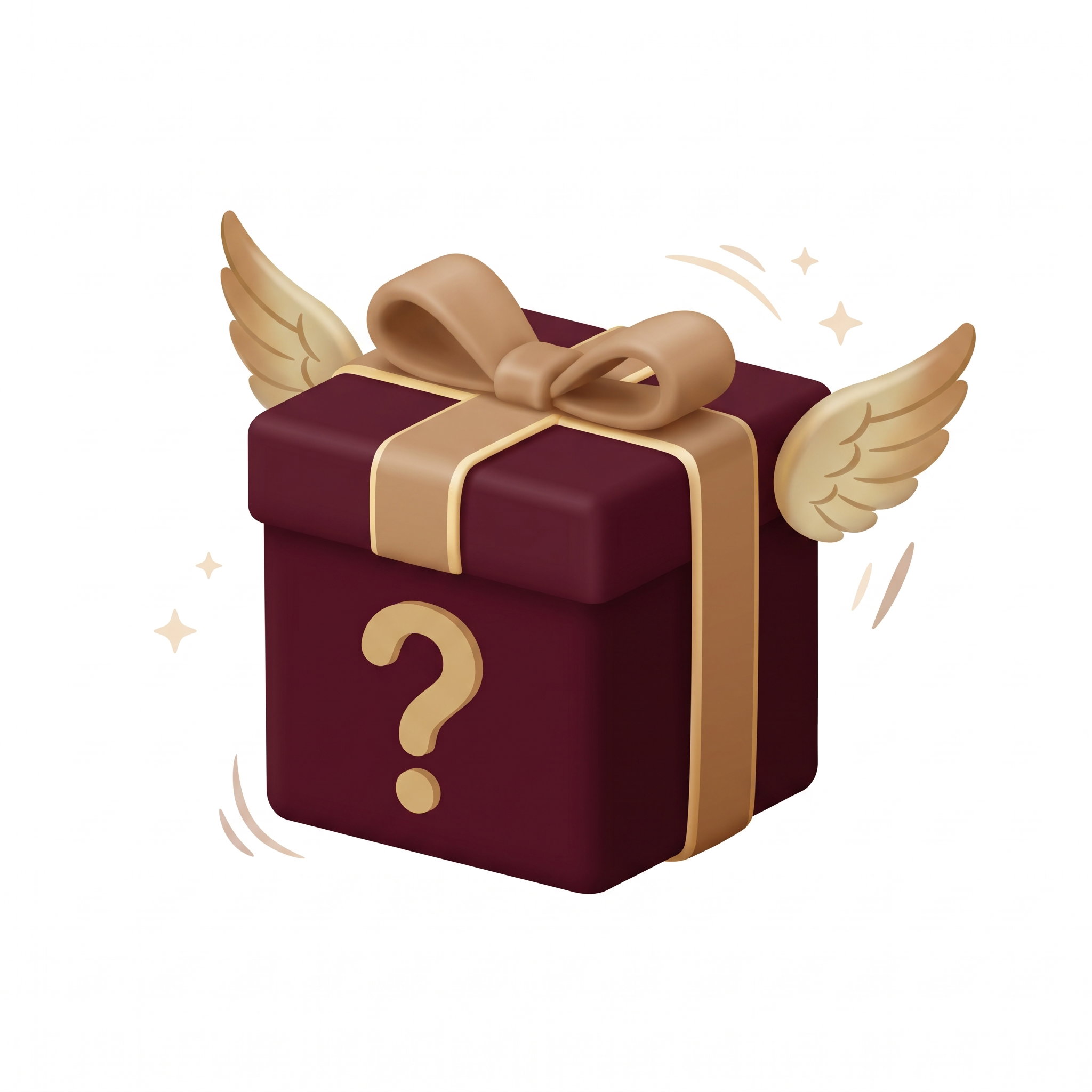Mystery gift box with rose-gold ribbon