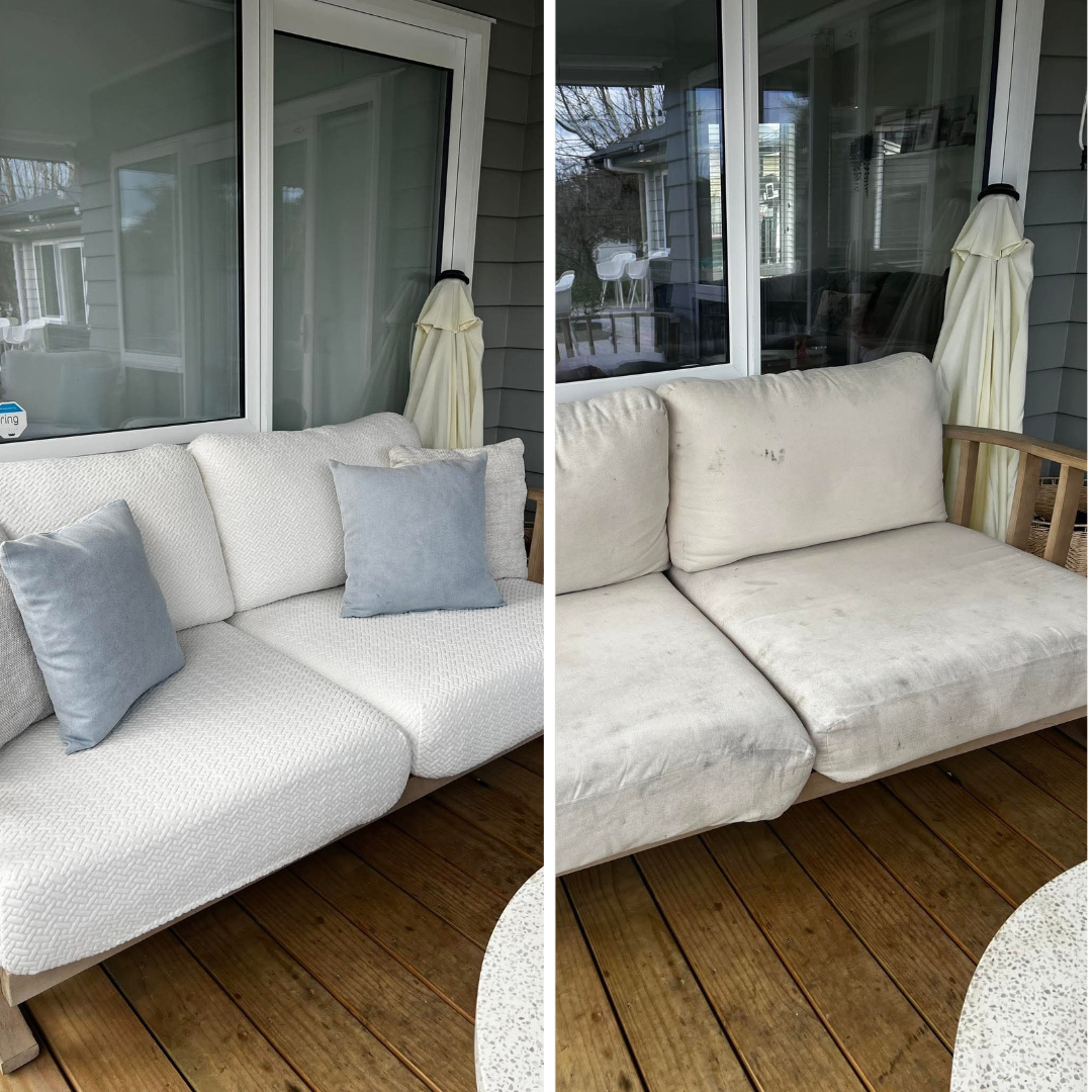 Before and after: the same couch with a Classic cover