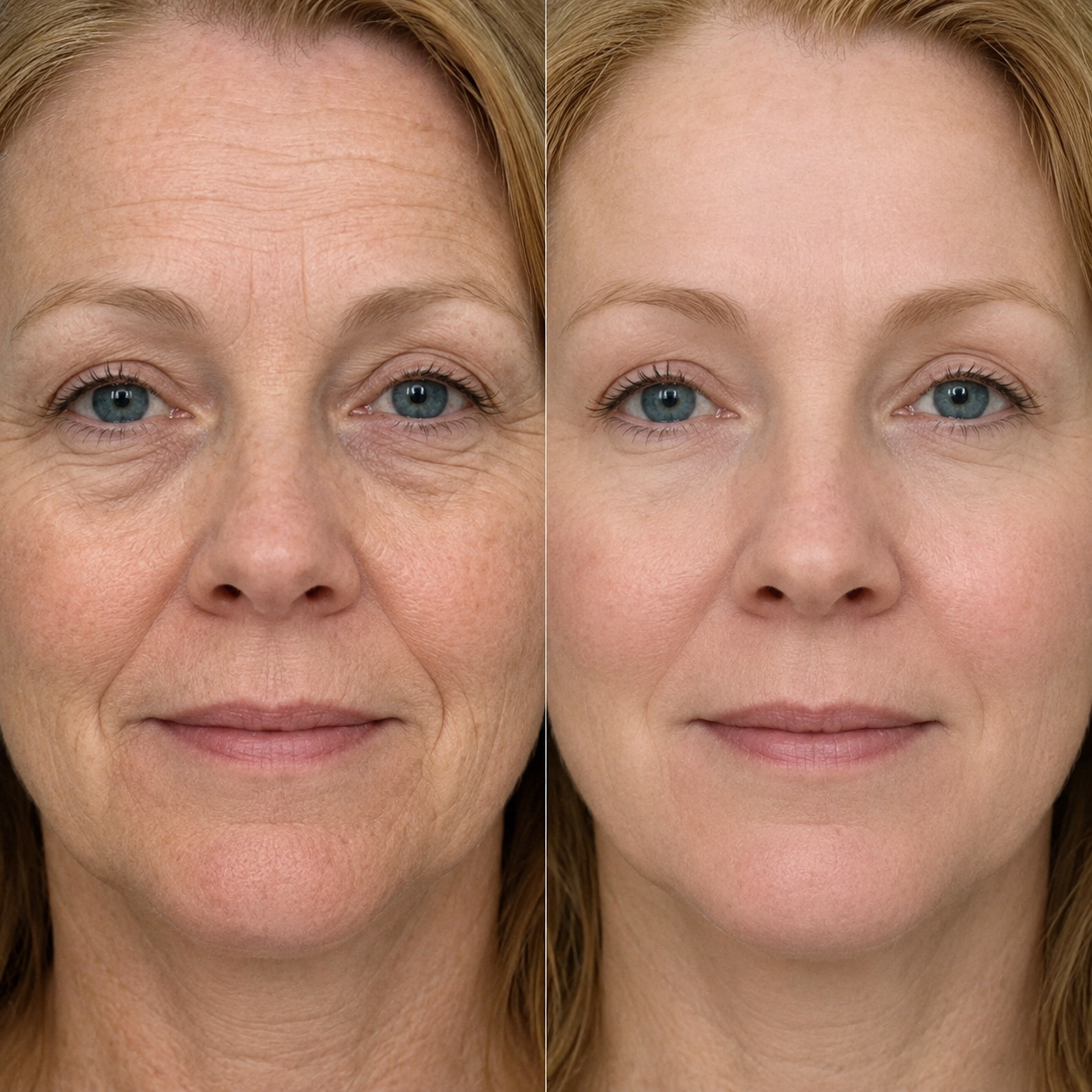 Comparaison avant et après du visage