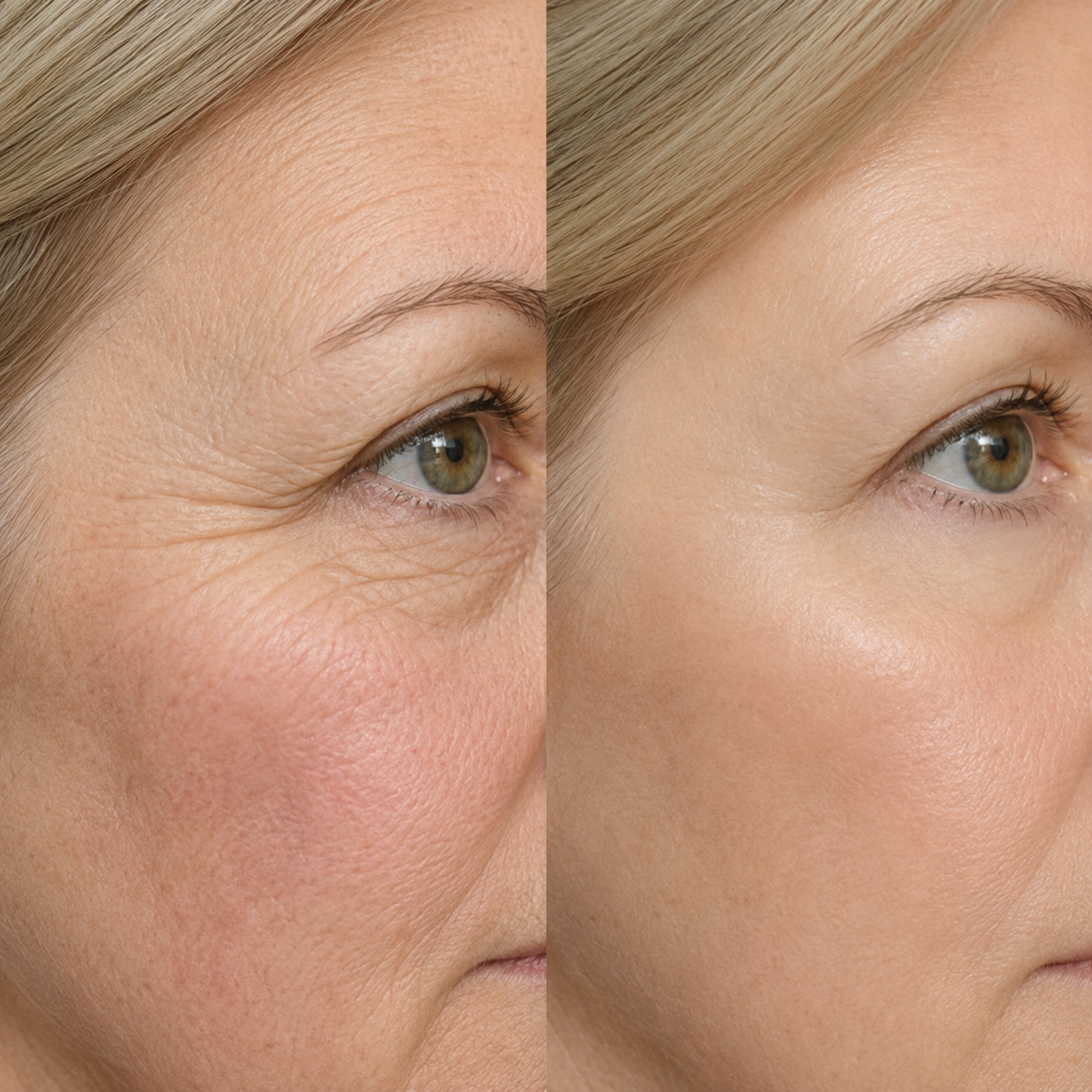Comparaison avant et après du contour des yeux