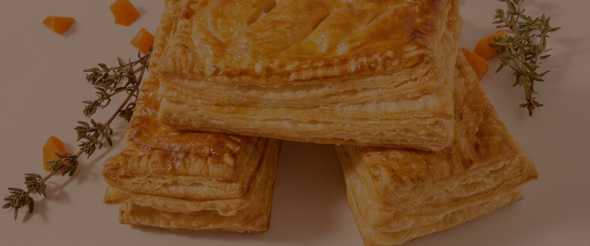 Freshly baked chicken puff pastries