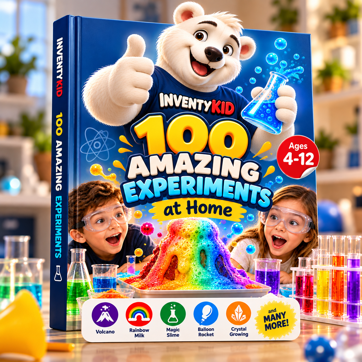 Kids amazed by a colorful foam eruption during a science experiment at home
