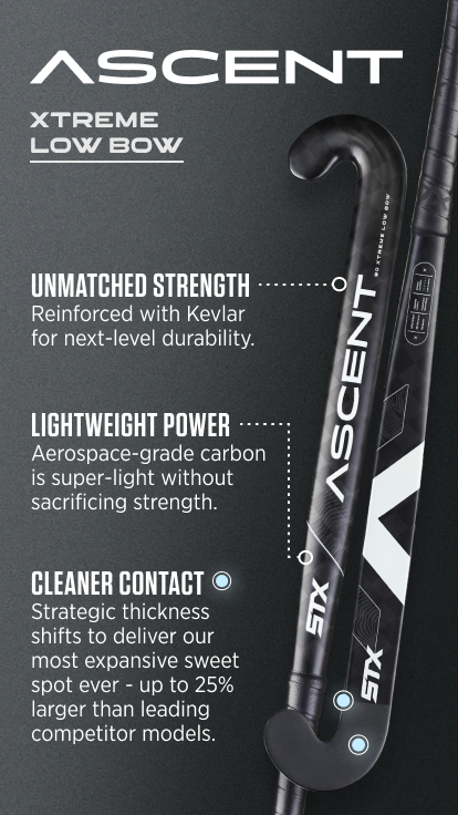 Ascent field hockey stick extreme low bow