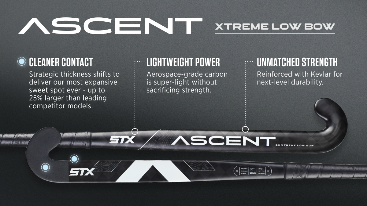 Ascent field hockey stick extreme low bow