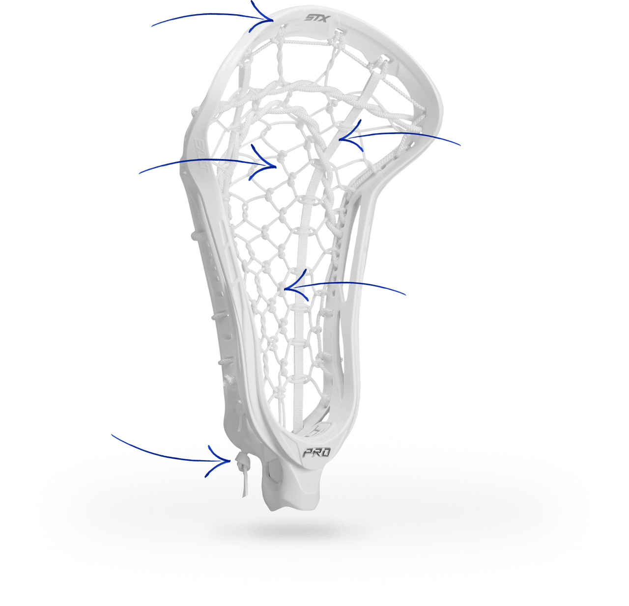 lock pocket lacrosse head white with arrows