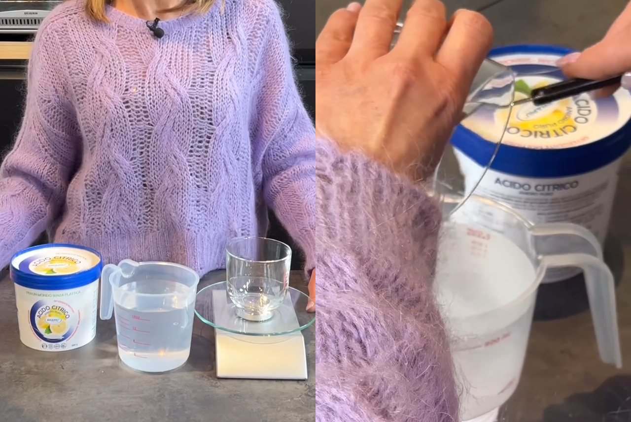 Ingredienti naturali per creare il brillantante fai da te di Mamma Avilia: acqua, acido citrico e dosatore.