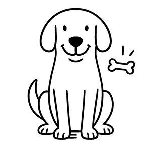 Illustratie van een zittende hond