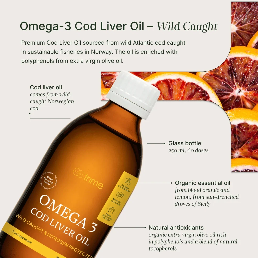 Omega-3 Cod Liver Oil bottle, back label