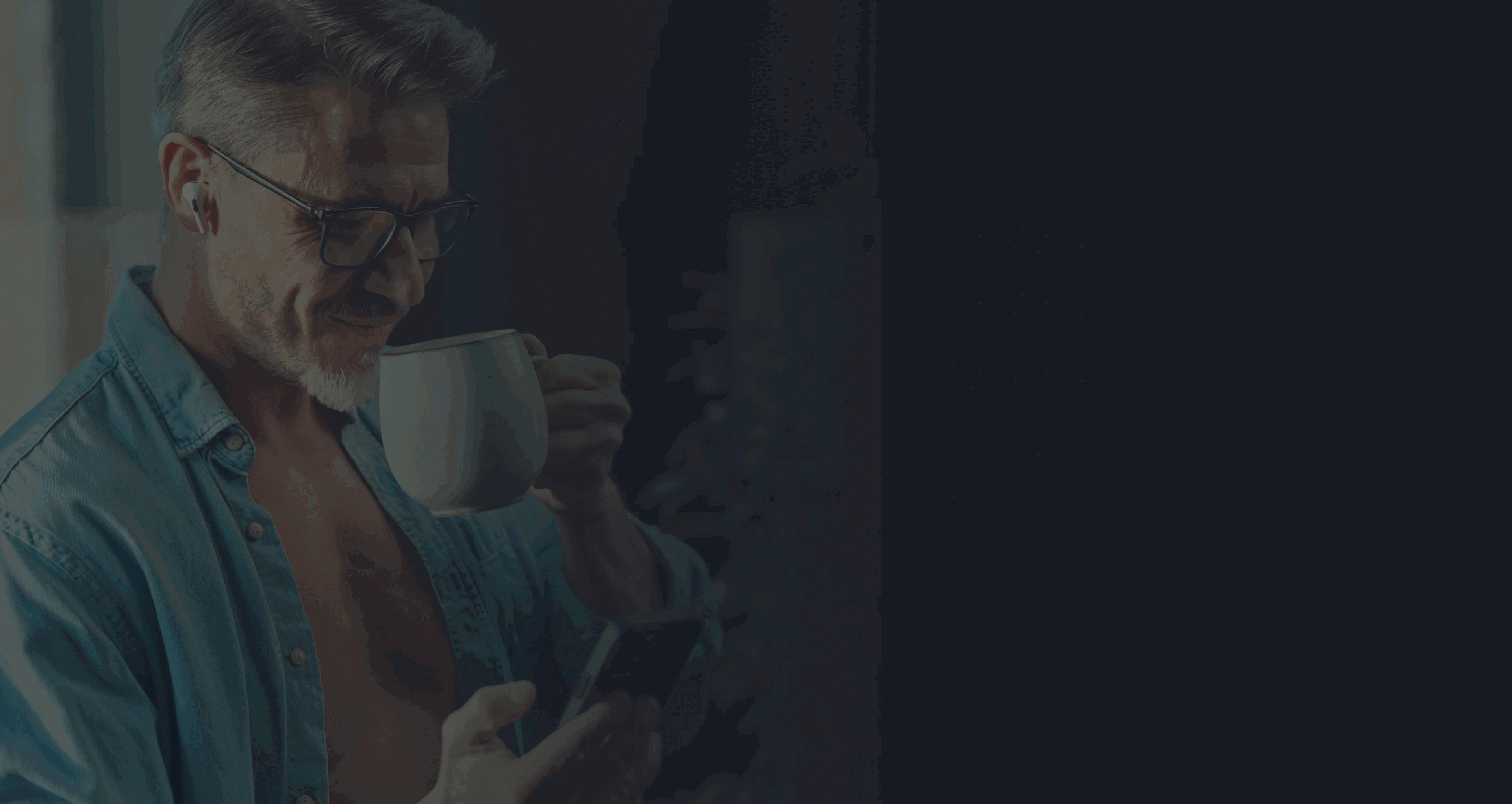 Middle aged man drinking coffee