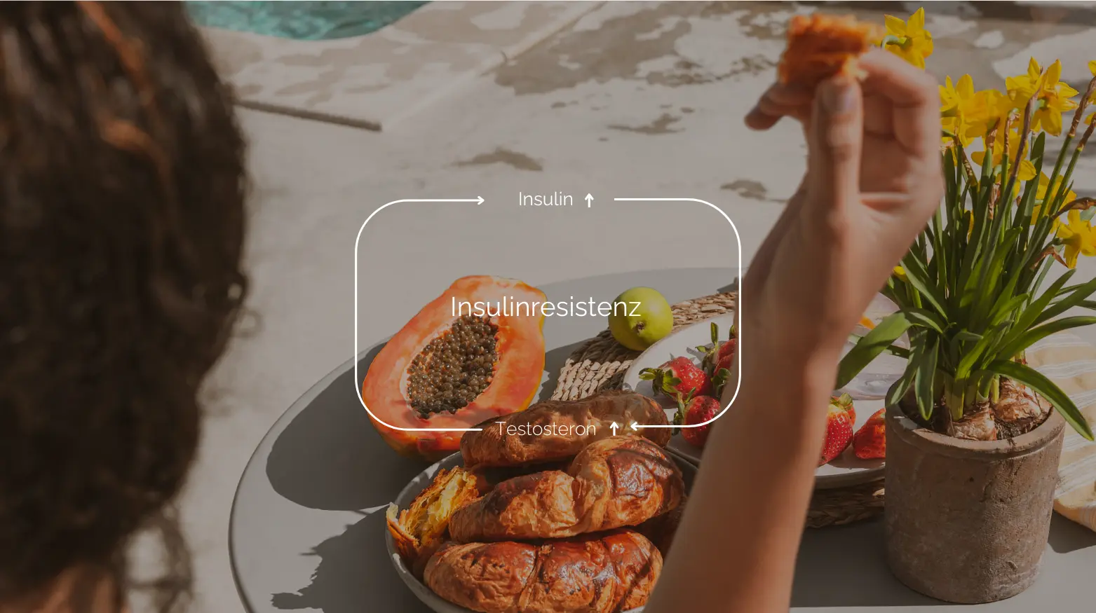Darstellung der Verbindung zwischen Insulinresistenz und erhöhten Testosteronwerten durch Ernährung und Lebensstil.