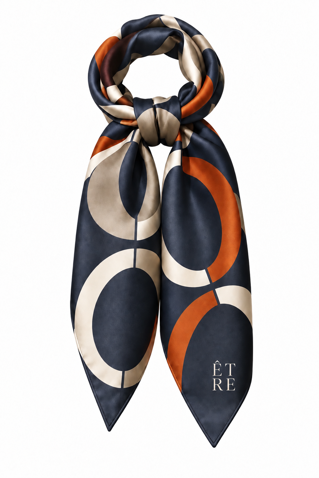 Ardoise colourway — navy, ivory and rust silk twill