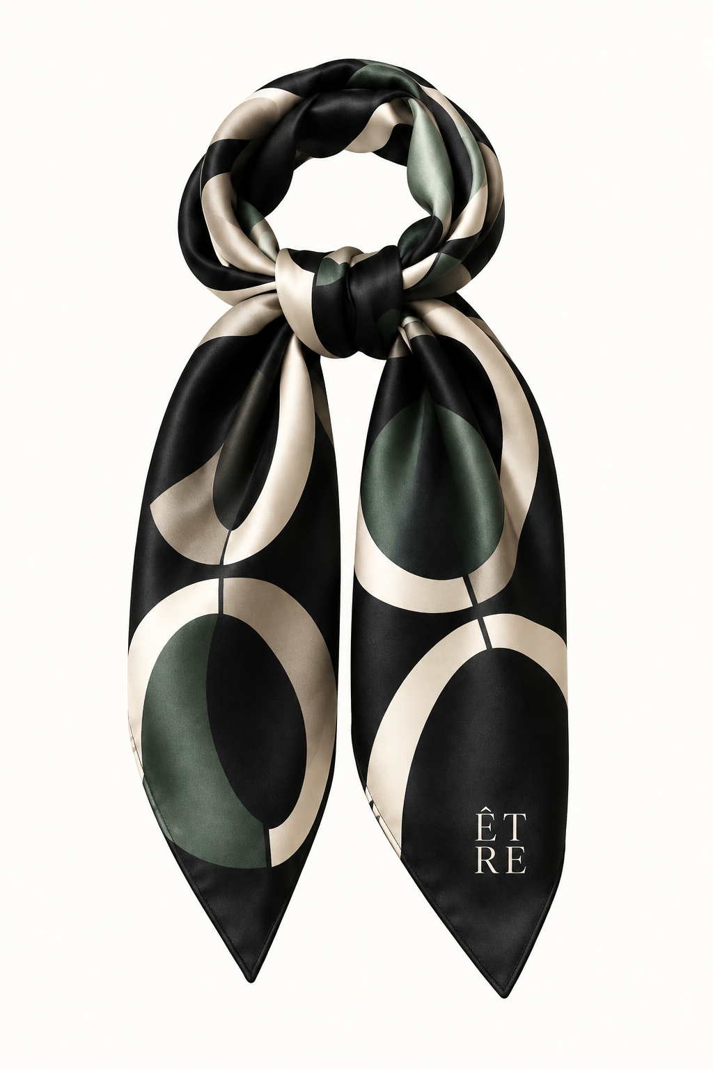 Sage colourway — black, ivory and sage green silk twill