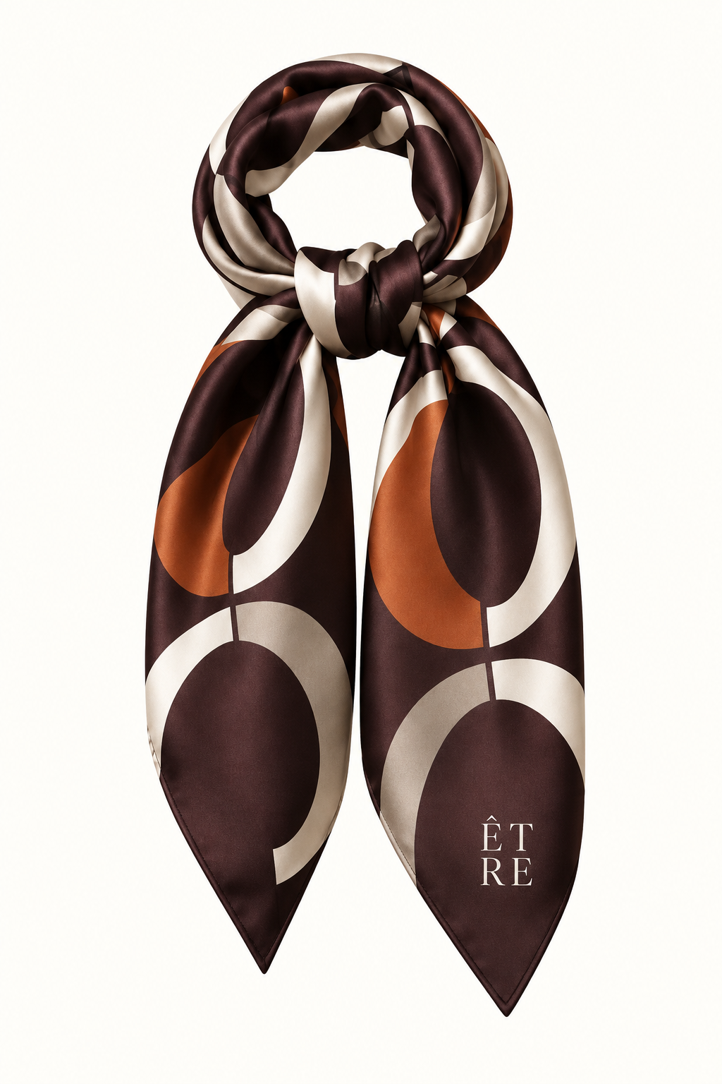 Brume colourway — espresso brown, ivory and burnt orange silk twill
