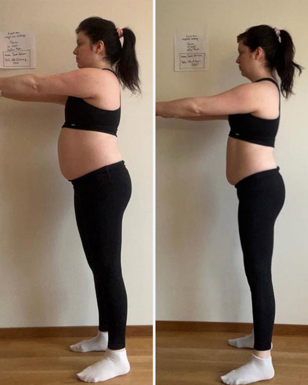 Sarah's before and after transformation