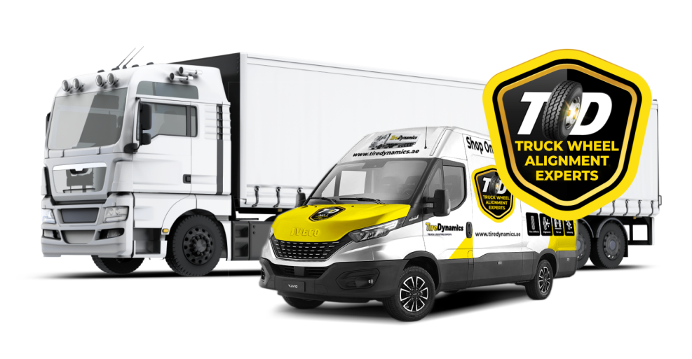 Mobile Truck and Bus Tire Services in Dubai TireDynamics mobile tire service and truck wheel alignment for heavy commercial vehicles in Dubai, including onsite tire change and balancing.