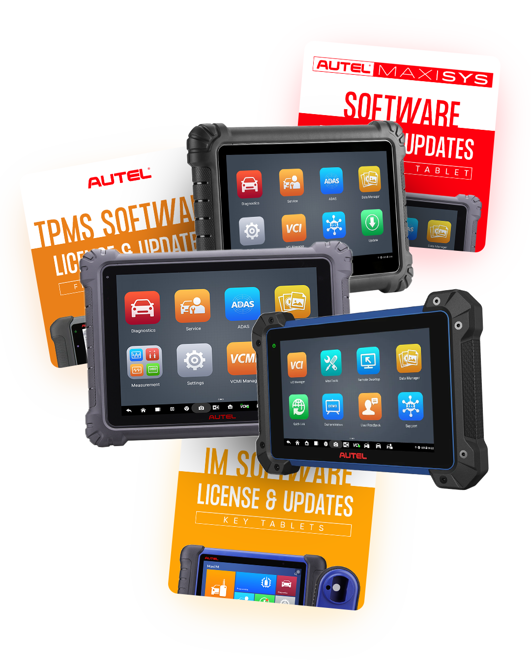 Autel software with autel tablets floating around