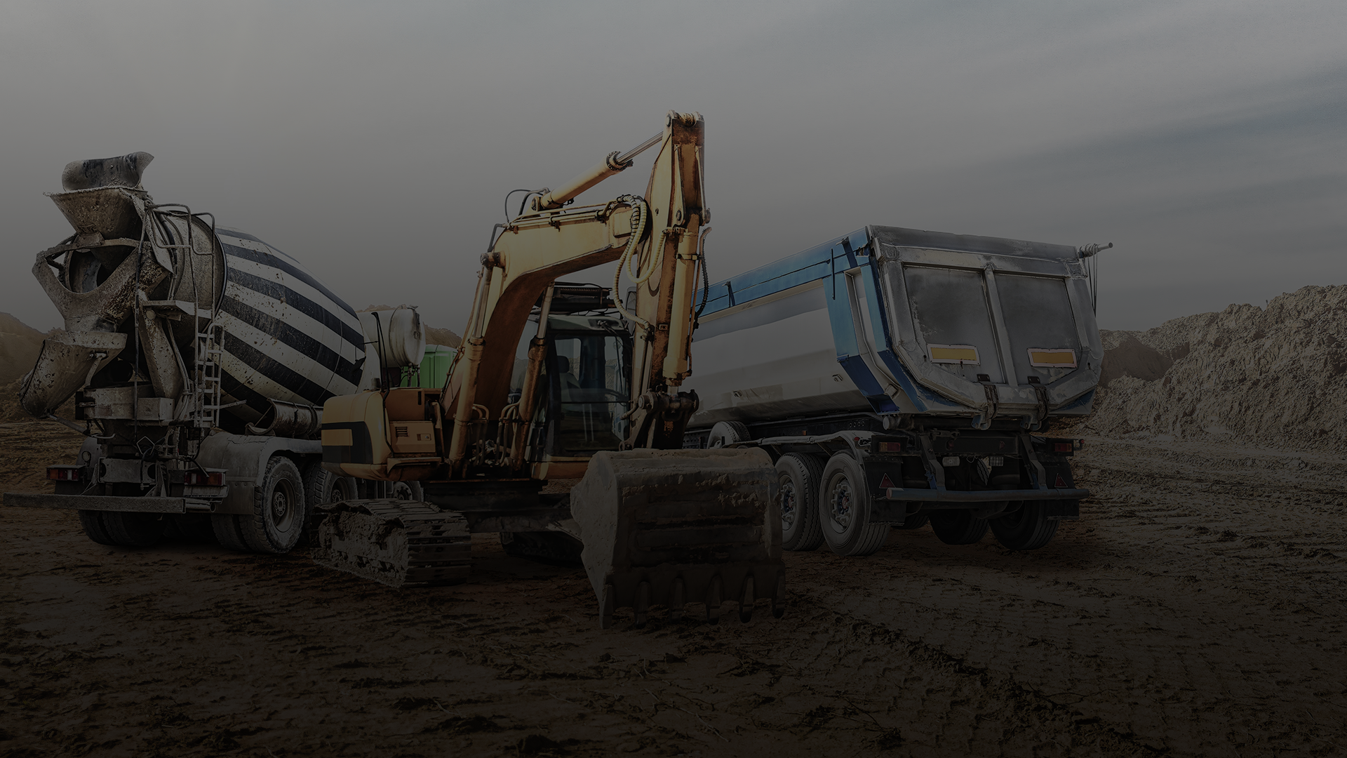 Image of excavator and other heavy duty vehicles