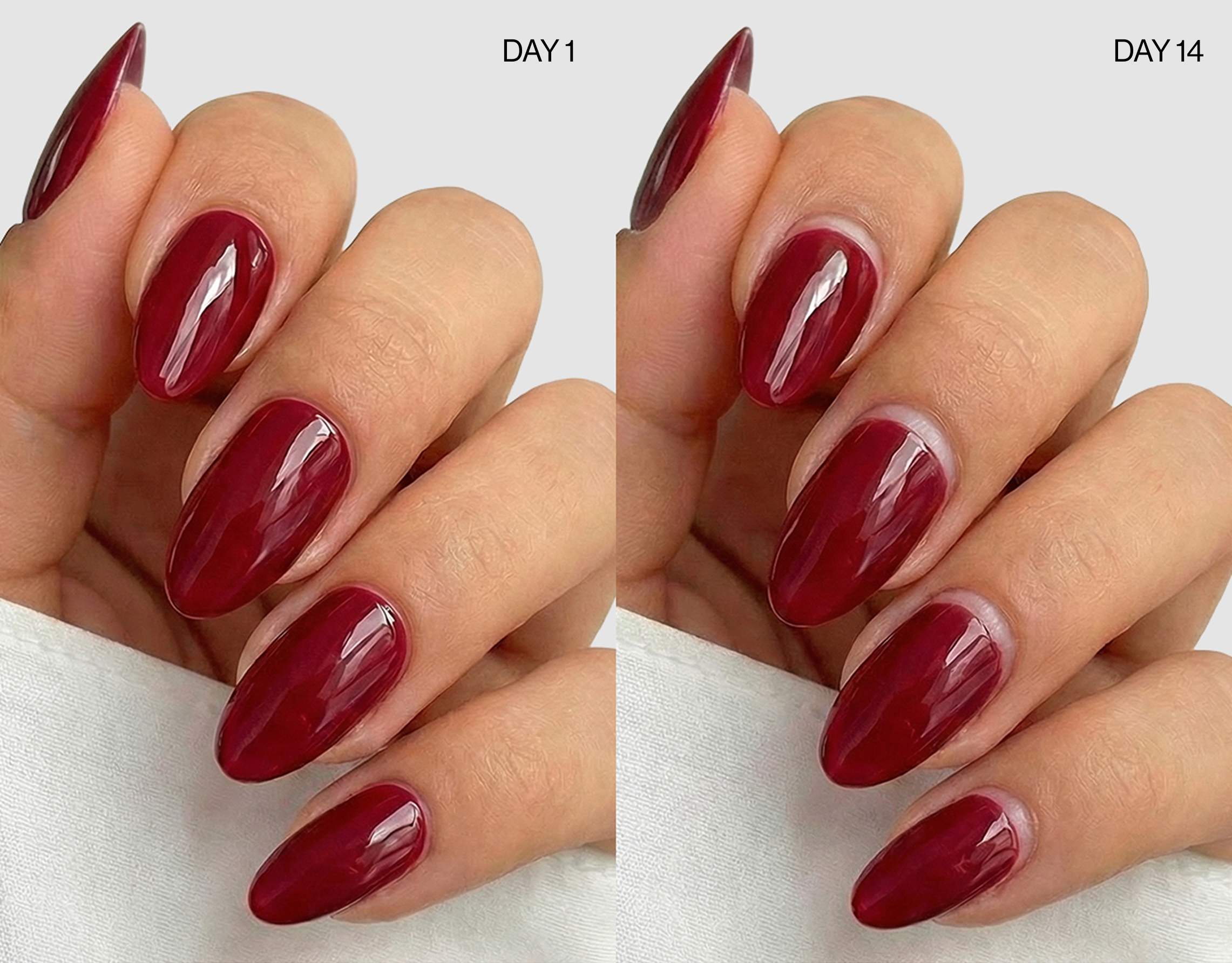 Chip-free gel nail wraps after two weeks of wear