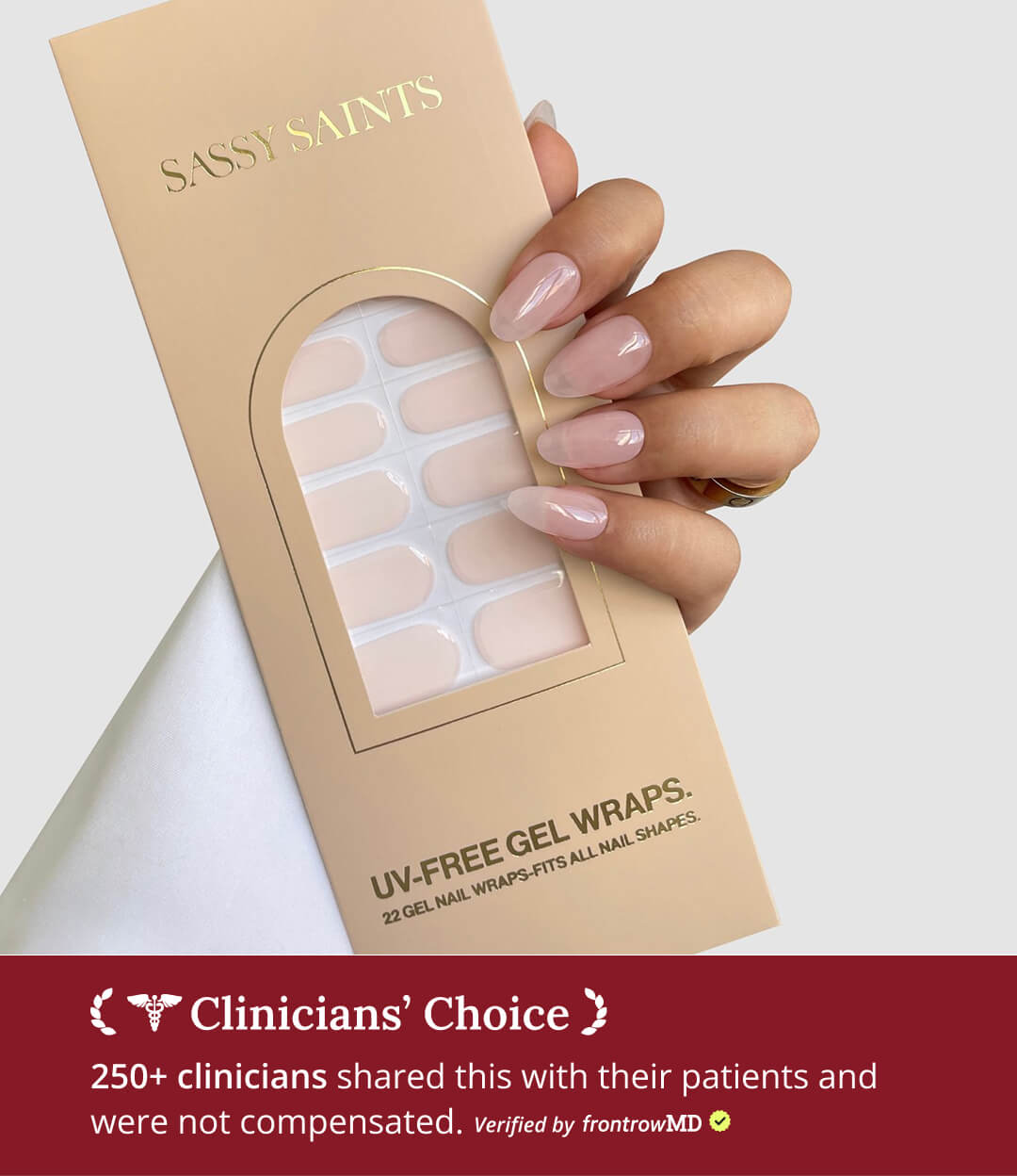 Clinicians recommending Sassy Saints UV-free gel wraps on FrontrowMD