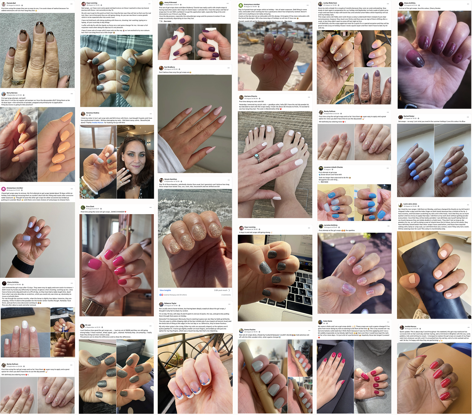 Happy Sassy Saints customers showing their gel nail wraps