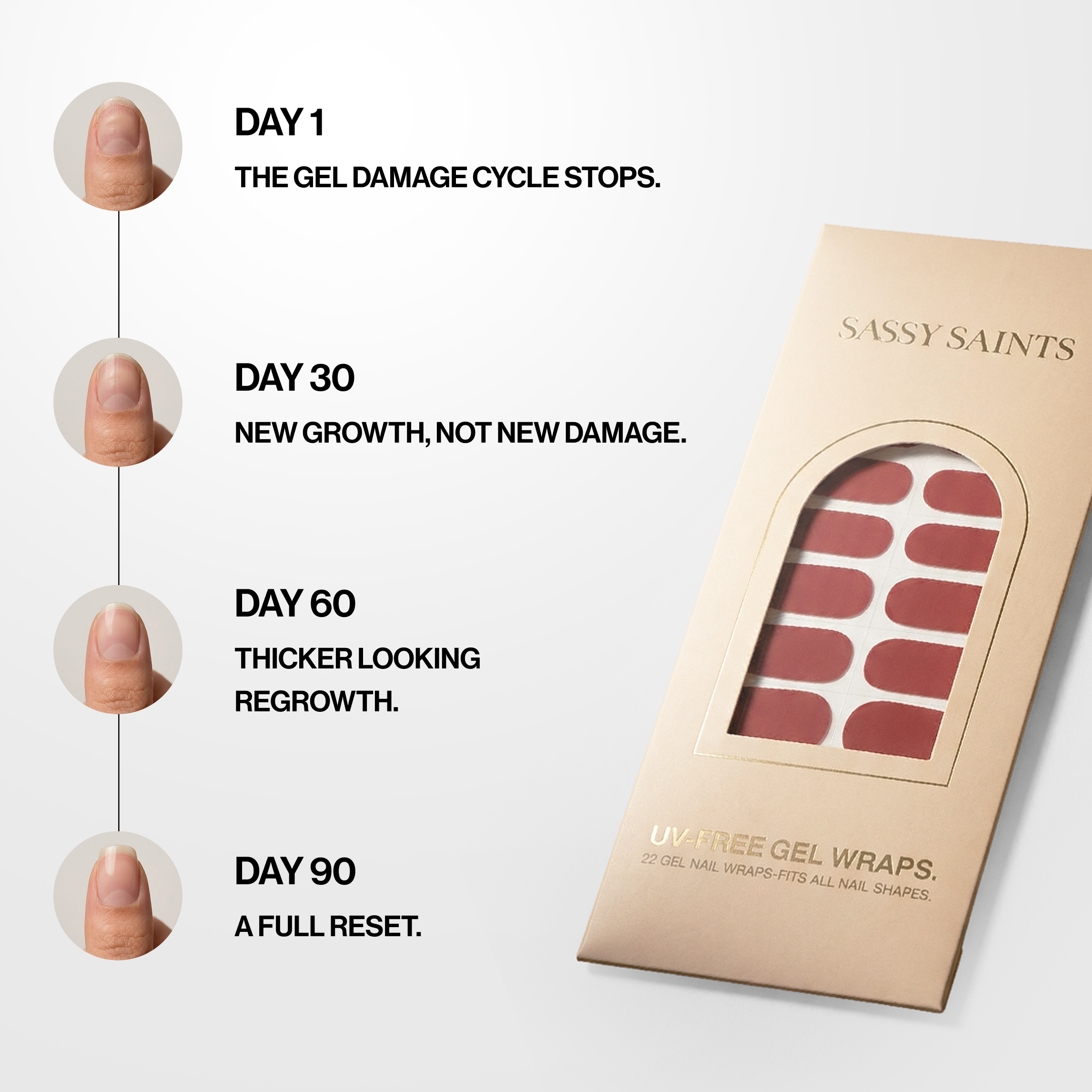 Healthy natural nails after removing gel wraps