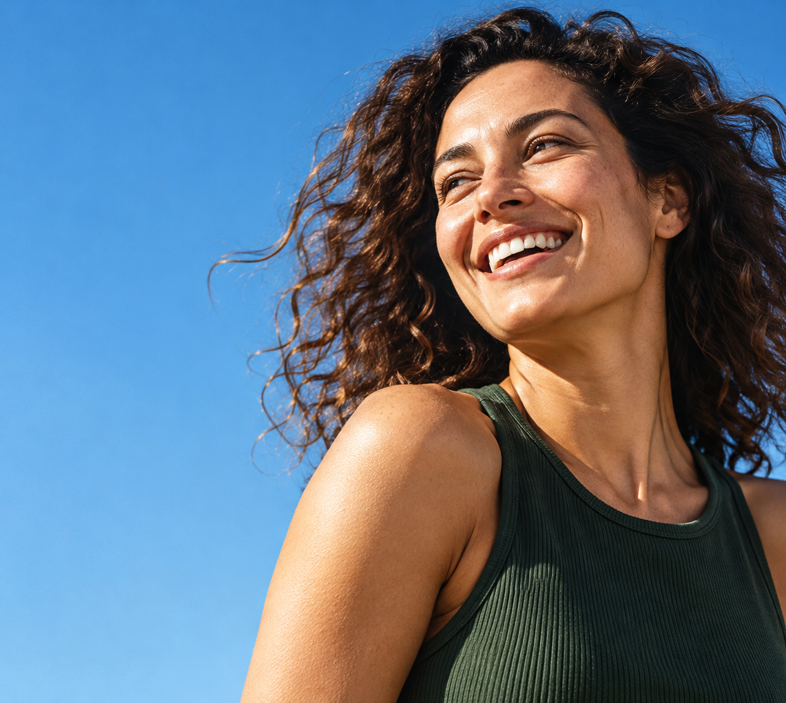 Smiling woman feeling fresh in the sun