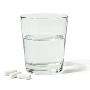 Glass of water with Deo Fresh capsules