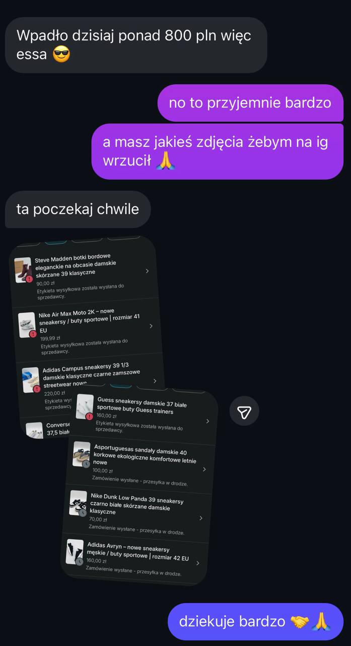 Wiadomość od kursanta Vinted Masterclass nr 1