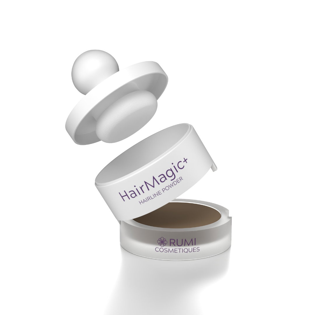HairMagic+ Hairline Powder open compact with its applicator