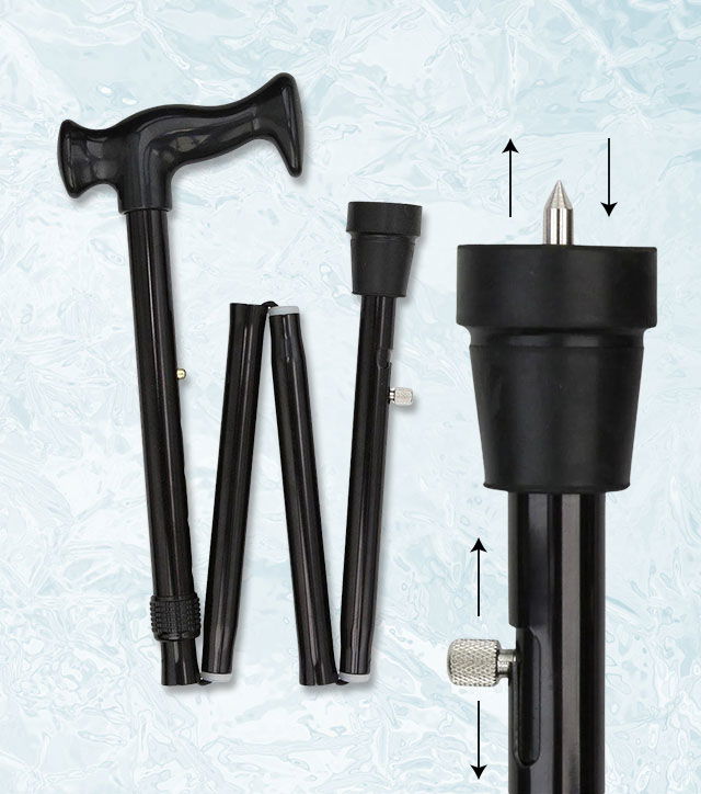 Orthopedic Comfort Handle Cane: Folding Retractable Ice Tip