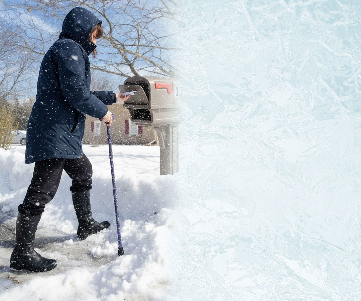 woman walking on ice