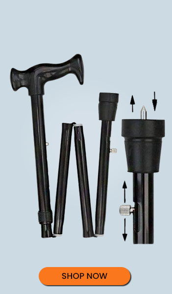 Orthopedic Comfort Handle Cane: Folding Retractable Ice Tip