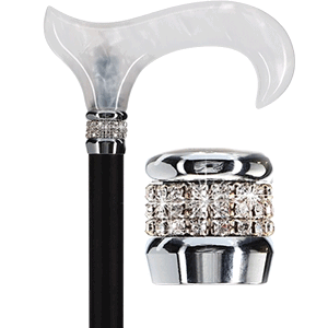 Rhinestone Designer Cane: Black & White