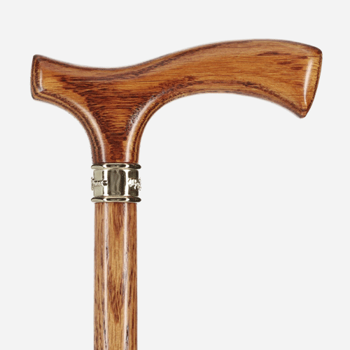Elegant Fritz Oak Cane w/ Embossed Brass Collar