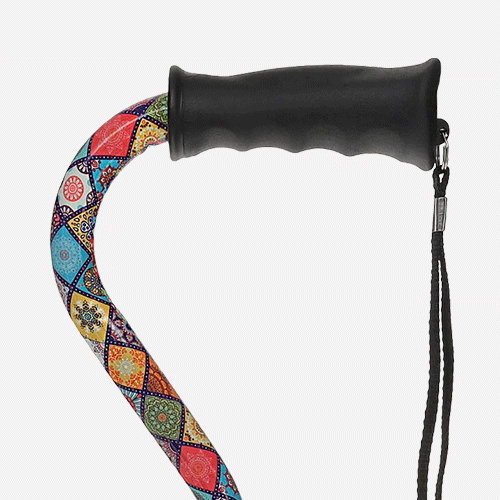 Vibrant FashionStix Colorful Collage: Comfort Grip Offset Cane