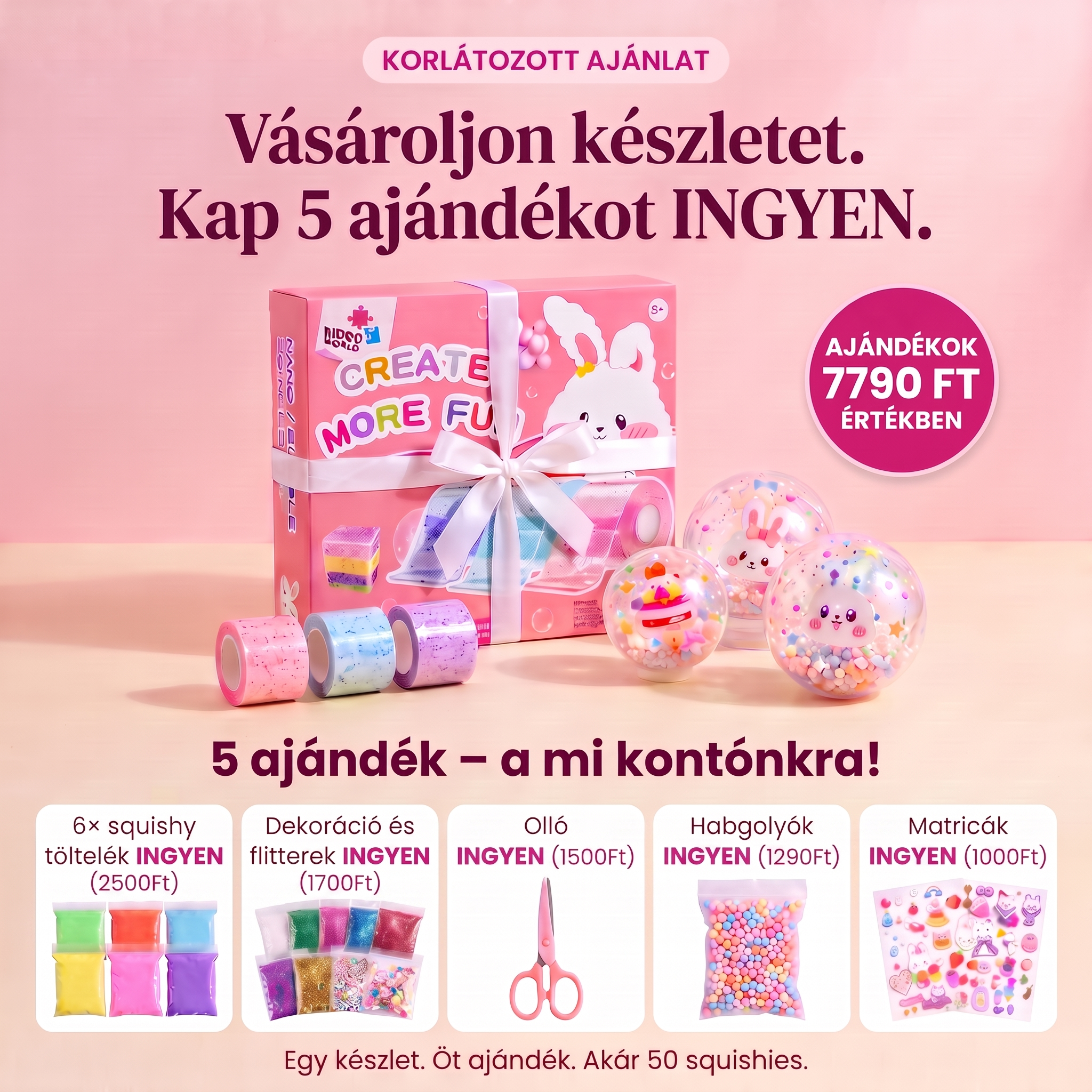Bubble Squishies – DIY nano szalag készlet gyerekeknek 4 éves kortól, 1. kép