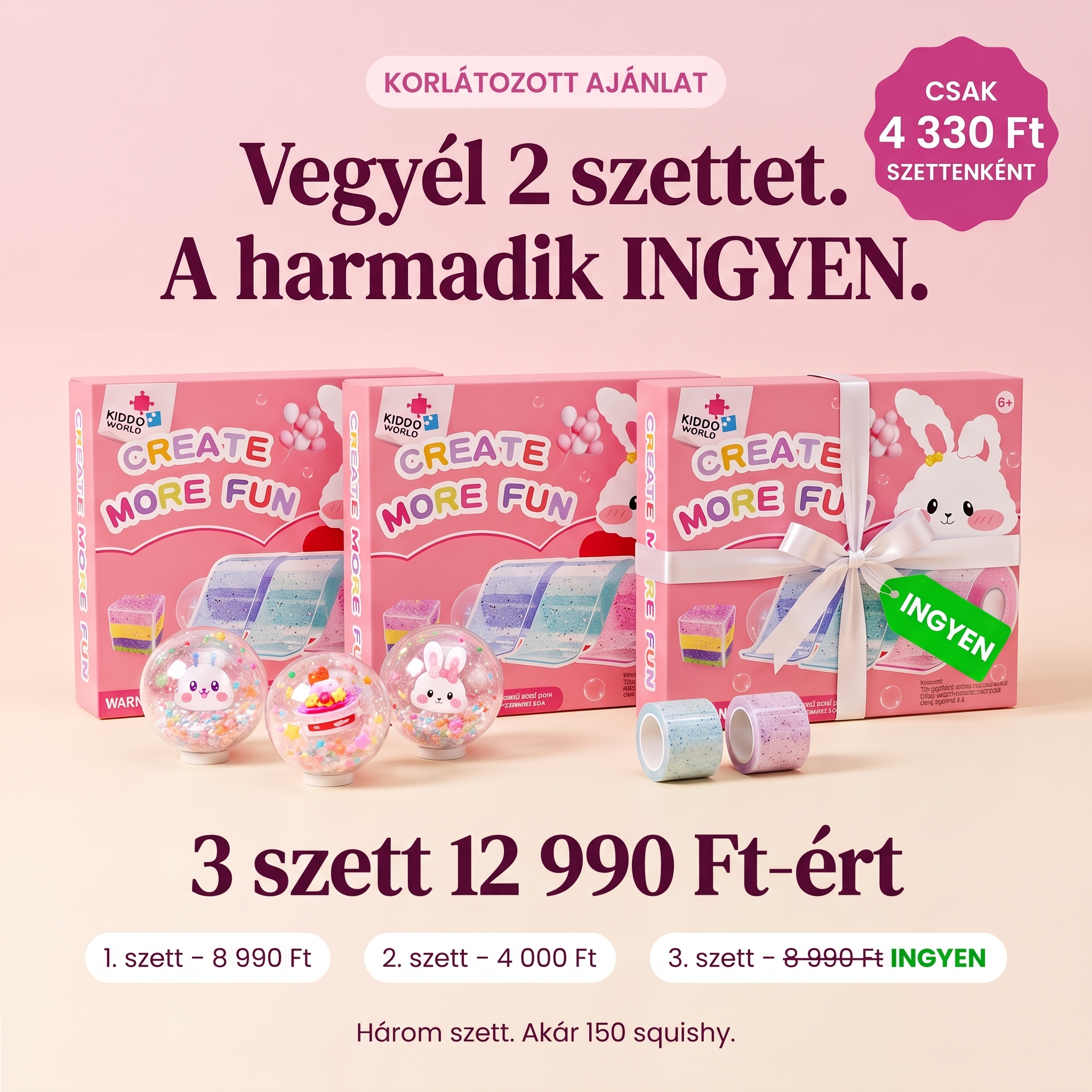 Bubble Squishies – DIY nano szalagos készlet gyerekeknek 4 éves kortól, 1. kép