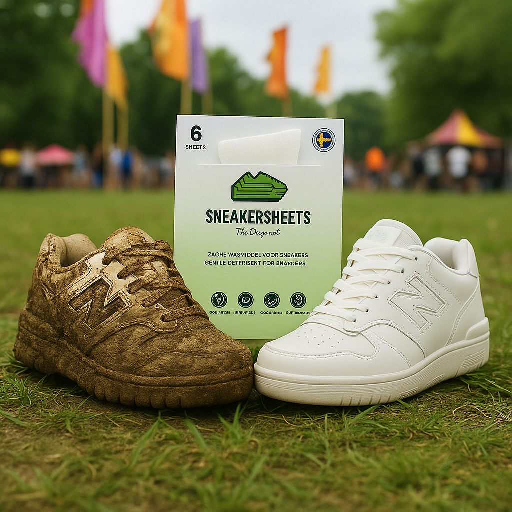 sneakersheets zorgt dat jouw festival schoenen weer stralend schoon worden