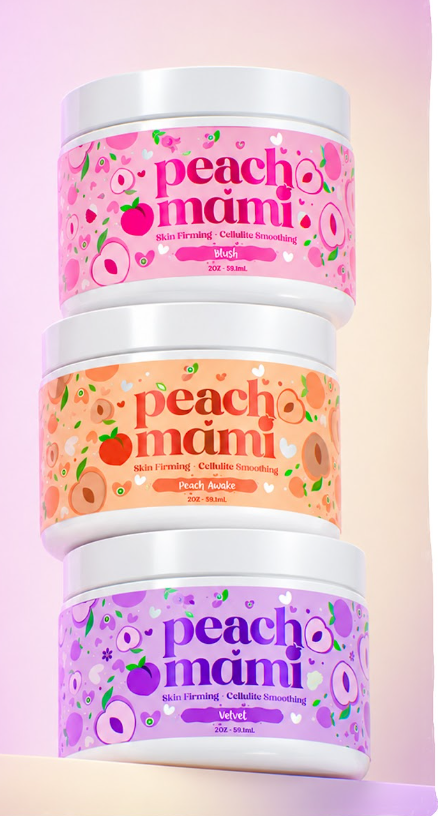 Peach Mami Trio: Blush, Peach Awake and Velvet jars stacked