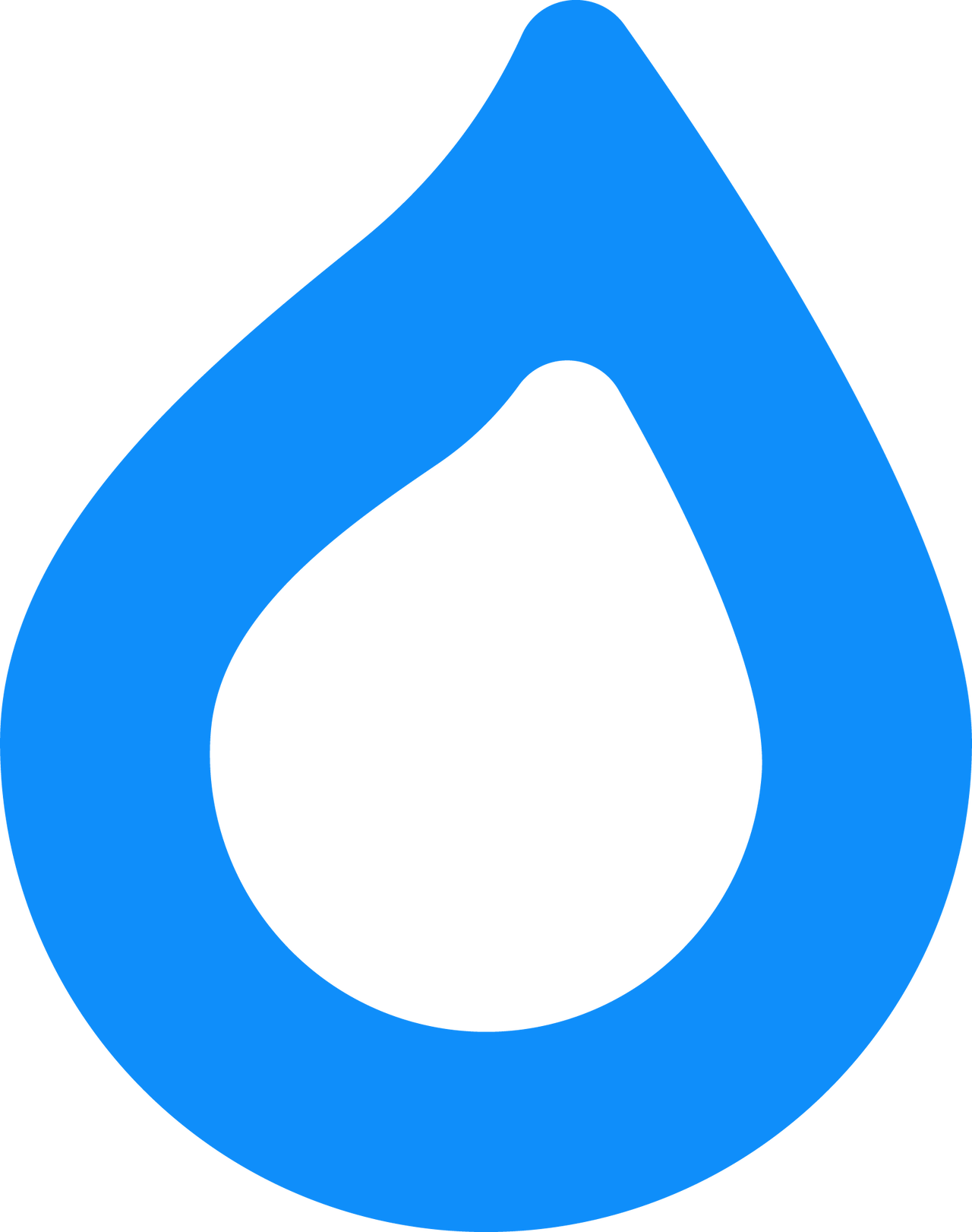 Blue water droplet icon with a hollow center on a transparent background.