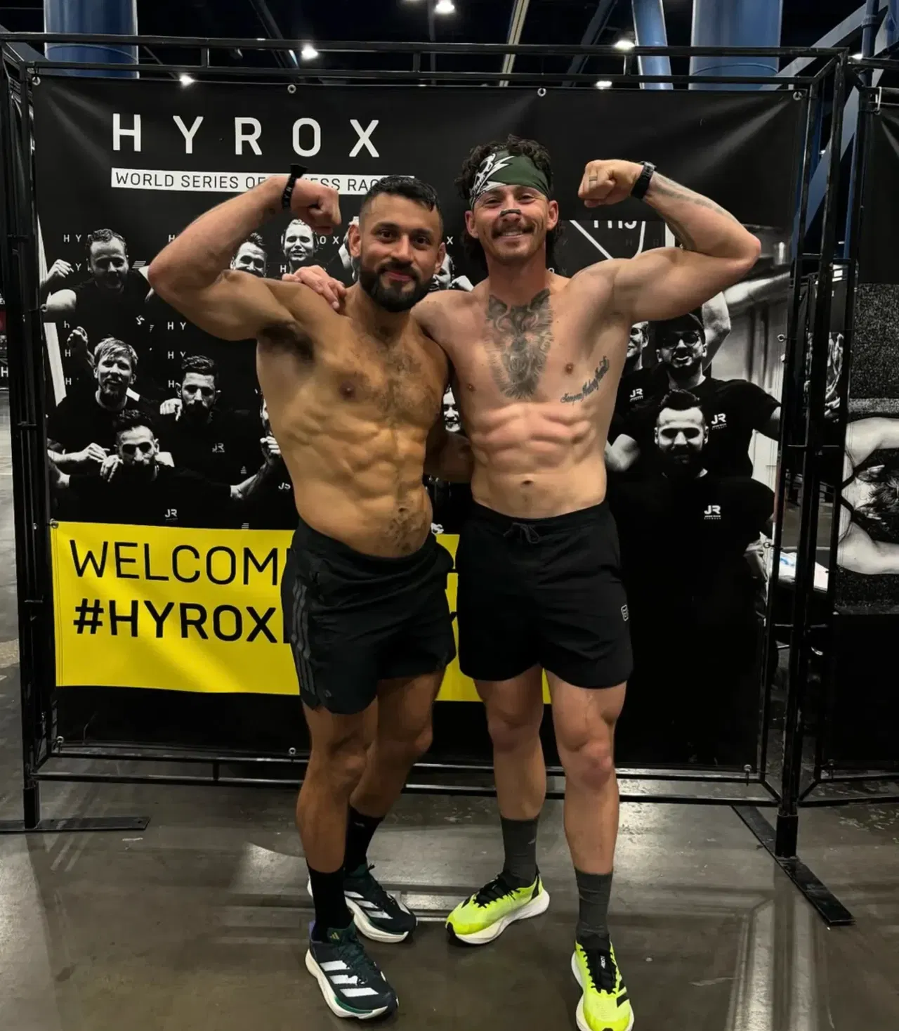 Athletes at finish line taking photos with their black airmag pro nasal strips.