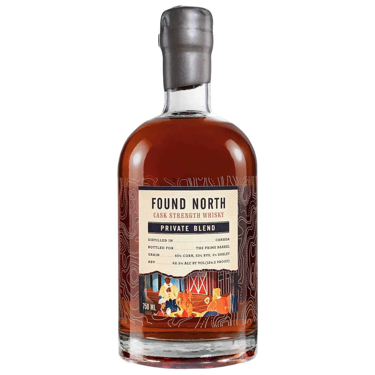 Found North Cask Strength Whisky Private Blend bottle from the First Date release, bottled for The Prime Barrel, with a grey wax-wrapped cork